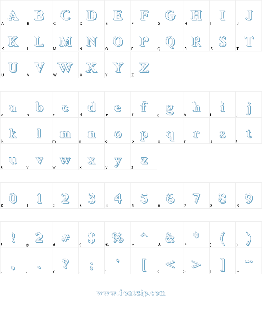 Blockstepped Font Character